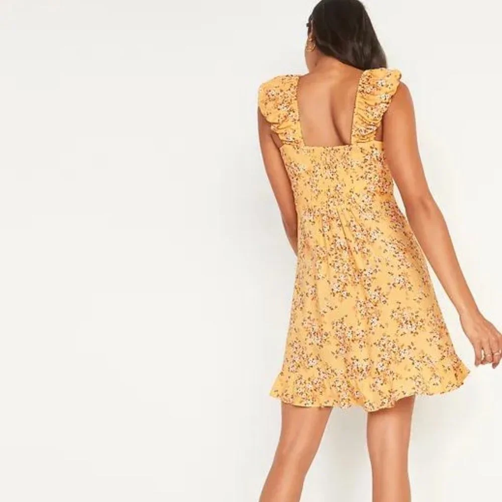 Old Navy Fit and Flare Puff-Sleeve Floral-Print Dress for Women New - Picture 5 of 8